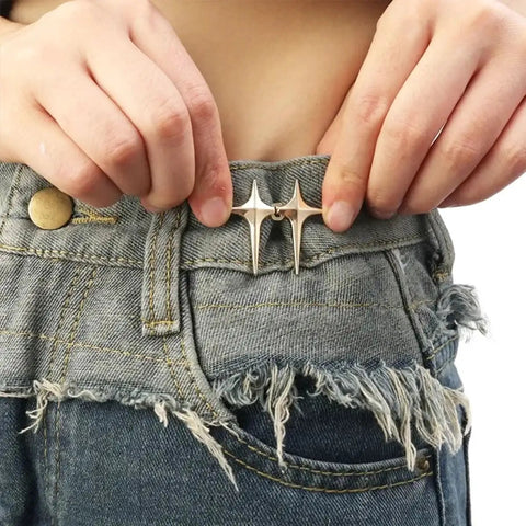 8 Sets Adjustable Star Button Pant Waist Tightener For Jeans And Skirts No Sew No Tools Detachable Decorative Waist Buckles on jeans