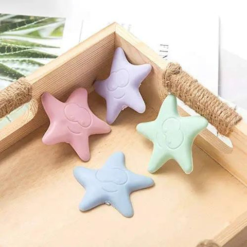 4-pack starfish shaped self-adhesive silicone door handle bumpers protect walls, absorb shocks, and quiet door impacts in pastel colors