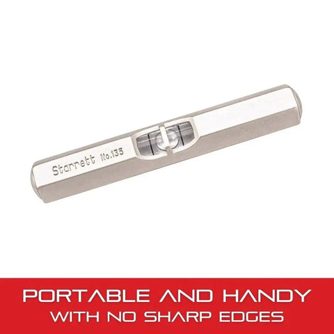 Starrett pocket level 2-1/2 inch, hex brass body with satin nickel finish for precise checks in machine shops and tool rooms.