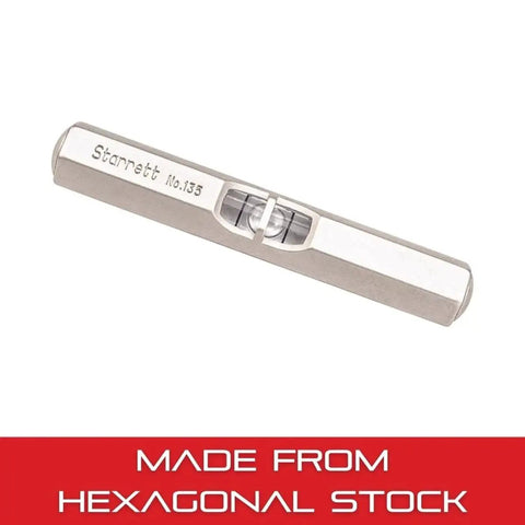 Starrett pocket level 2-1/2 inch, hex brass body with satin nickel finish for precise level checks in machine shops and tool rooms