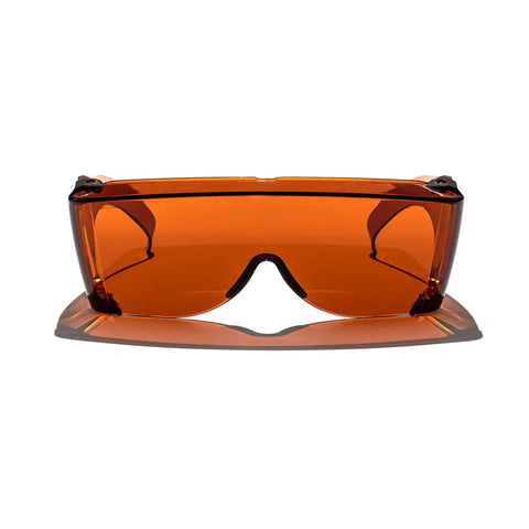 Front view of StarShield Fit Over Sunglasses with Lenses and Blue Light Blocking UV Protection, amber lenses, for prescription eyewear.