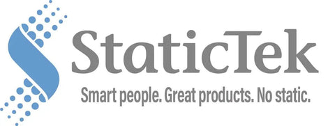 StaticTek logo with tagline 'Smart people. Great products. No static.'