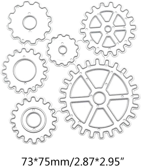 Steampunk Gear Die Cuts For Card Making And Scrapbooking, Metal Cutting Dies For Embossing And Cut Outs, DIY Template Set