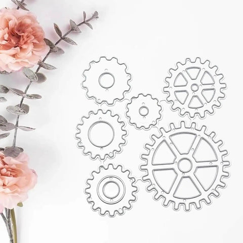 Steampunk Gear Die Cuts For Card Making And Scrapbooking, Metal Cutting Dies For Embossing And Cut Outs, floral backdrop