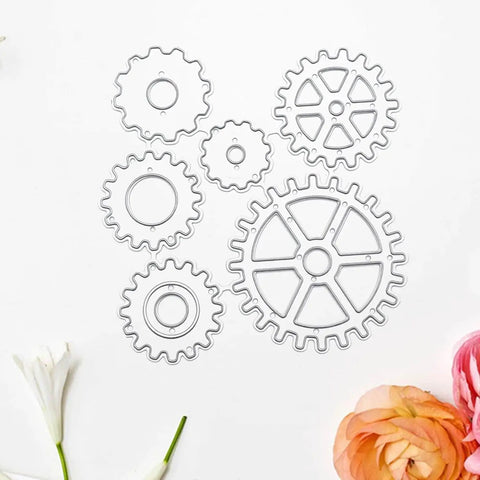 Steampunk Gear Die Cuts For Card Making And Scrapbooking, Metal Cutting Dies For Embossing And Cut Outs on white background