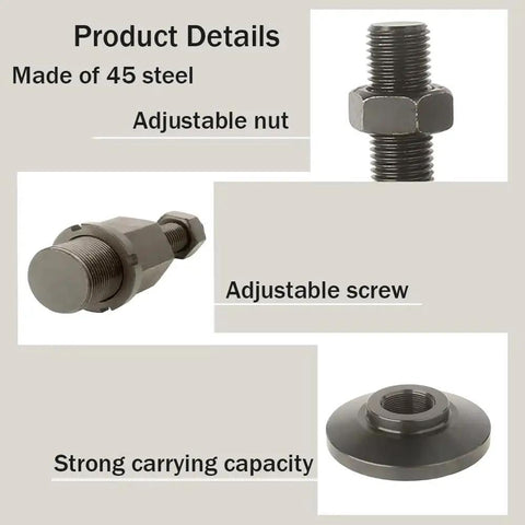 Heavy Duty Leveling Leg With Adjustable Feet For Workbench Machine And Cabinet, 4.72 Inch Base Diameter, M20 Thread, 66000 Lb Capacity, Steel Leveler With Rubber Anti Slip Pads For Secure, Slip Free Positioning, Beefy 45 Steel Build components.