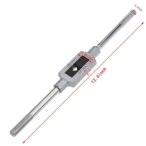 Front view of Beefy Adjustable Tap Wrench For M6 To M20 Fits One Quarter Inch To Three Quarter Inch Taps Steel Hand Tool