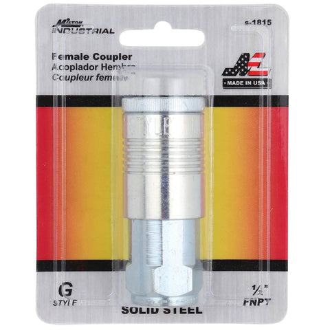 G Style Quick Connect Air Coupler Half Inch FNPT Steel Construction Built Tough For Heavy Duty Use Industrial Grade S1815