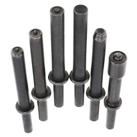 7 Piece Air Hammer Rivet Bit Set With 0.401 Shank For Pneumatic Rivet Hammers, Beefy 45# Steel Bits, includes 6 bits and spring