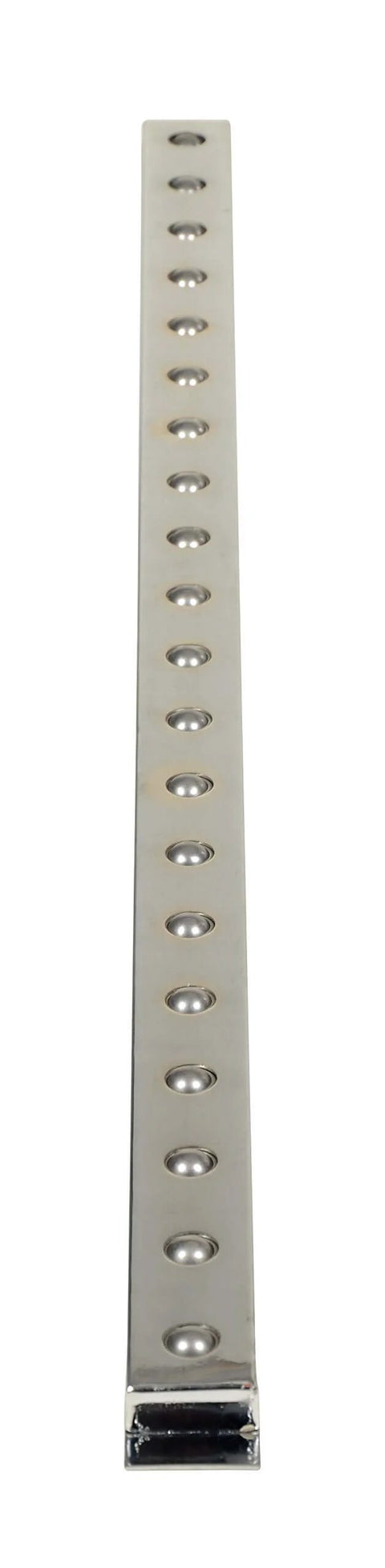 Steel Ball Transfer Strip 60 Inch x 2-3/4 Inch Chrome with Square Pattern Hardened Cups Debris Shield Bolt On Design 75 lb Capacity.
