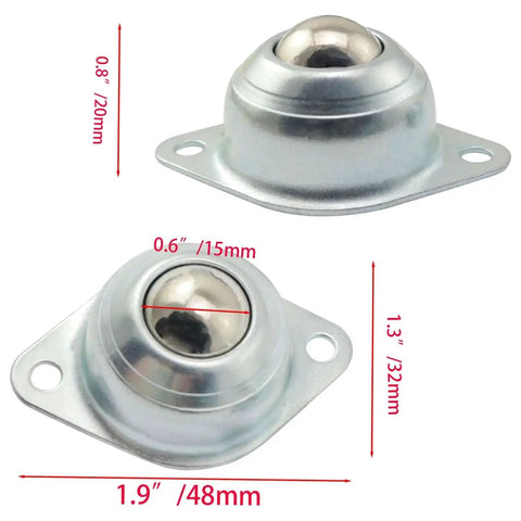 Six Pack Half Inch Bull's Eye Swivel Caster Wheels For Light To Medium Duty Conveyors, PZRT Brand, dimensions labeled