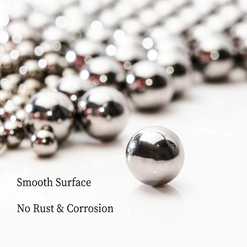 Close-up of smooth steel ball with smooth surface, highlighting no rust or corrosion, suitable for various mechanical applications.