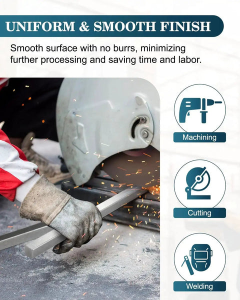 Worker cutting Heavy Duty Square Steel Bar Stock Three Sixteenths Inch By Three Sixteenths Inch By Twelve Inch Six Pack A36 Weldable Square Bar