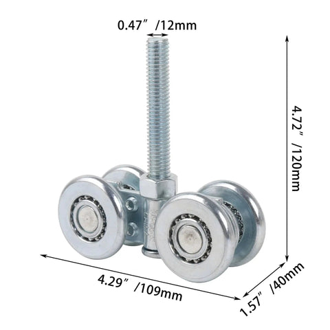 Steel Sliding Track Roller Hanging Barn Door Rail Trolley Wheel H3-3 Replacement Kit for 35-45mm Door Thickness, side view
