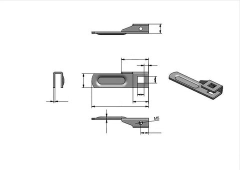 Steel T Handle Cam Locking Cams for T and L Handle Locks on Truck Canopies and RV Camper Tops, Universal Replacement Pack of 2 with Right and Left Hand Fit, technical drawing view