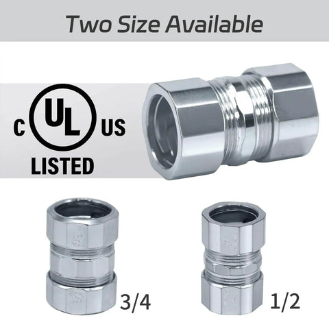 Compression Threadless Fitting Ten Pack Steel Compression Rigid Coupling Three Quarte...