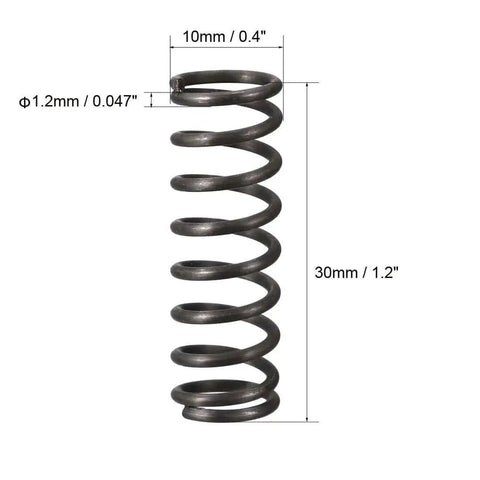 Compression Spring 1.2mm Wire Diameter, 10mm Outer Diameter, 30mm Free Length Steel Extension Spring, Black Finish