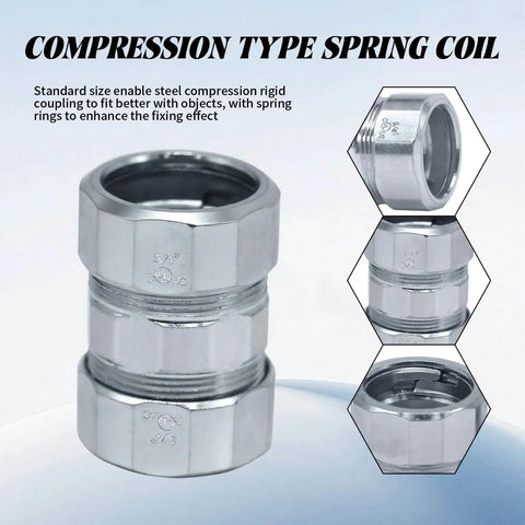 Ten Pack Steel Compression Rigid Coupling Three Quarter Inch Zinc Plated Steel Threadless Coupling With Spring Coil Solid Heavy Duty