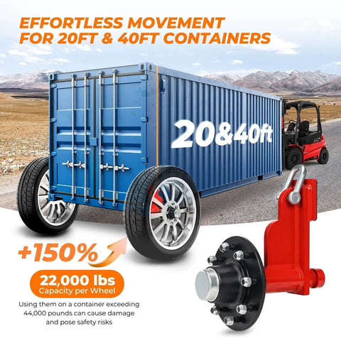 Container Cart Wheel 8 Lug Steel Shipping Container Wheel Kit With Ratchet ...