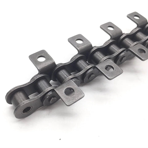 Close-up of 1.5 Meter Short Pitch Roller Conveyor Chain With K1 K2 Attachments For Transmission Steel 12A 16A 20A 24A Inner Size 12A