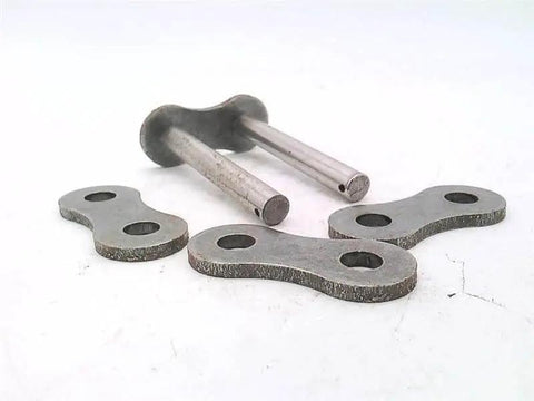Heavy Duty 0.75 Inch Roll Diameter 1.25 Inch Pitch Two Strand Steel Roller Chain With Slip Fit Cotter Connecting Link Rexnord Rex1002CCLSFPK parts on white background