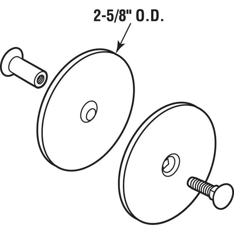 Illustration of Steel Door Hole Cover Plate Satin Nickel Heavy Duty Fits Doors Up To One And Three Quarter Inches Thick with dimensions