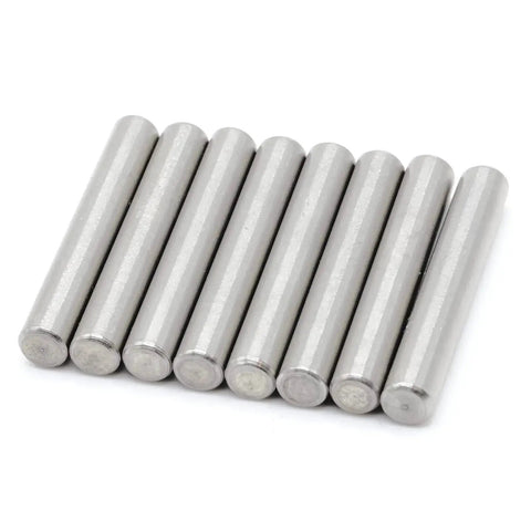 DIY Ready Replacement Dowel Pins for IKEA IVAR Bookcase Shelving System 6x40mm Plated Steel Pegs Pack Of 8 displayed in a row