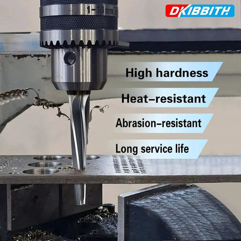 Drill press using 7 Degree Ball Joint Tapered Reamer With One And One Half Inch Per Foot Taper M2 6542 High Speed Steel
