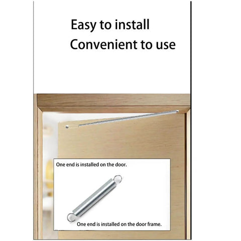 Installation of Ten Pack Heavy Duty Steel Extension Springs Three Eighths Inch By Twelve Inch With 0.047 Inch Wire Dual Hook Tension Springs For Machinery Repair Industrial Equipment Screen Doors And Heavy Duty Projects Must Have on wooden door.