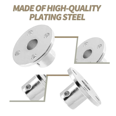 4 Piece 6mm Flange Coupling Connector Set With Rigid Shaft Hub And Wrench Includes 4 Flange Couplings 8 Fastening Screws And M3 Wrench For RC Motors And Model Gear Systems Precision Plated Steel.