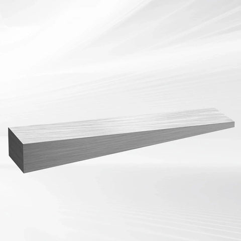 A single steel flange wedge from the 12 Piece Steel Flange Wedges Set, 4 Inch Long, 3/4 Inch Wide, 1/2 Inch Thick, Metal Wedge Shims.