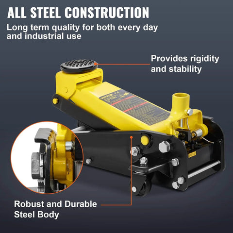 3 Ton Low Profile Floor Jack With Quick Lift Pump For All Terrain Vehicles And Cars Heavy Duty Steel Racing Jack close-up view