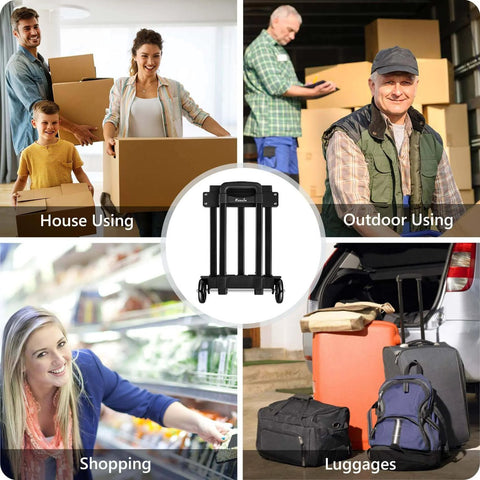 Foldable Luggage Cart for Travel & Moving, 290lbs Dolly Cart with Wheels for home, outdoor use, shopping, and luggage transport.