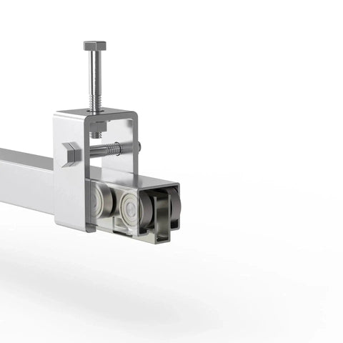 Four Wheel Light Duty Trolley Assembly With 600 Lb Capacity, Roller Trolley for 1-5/8 in Strut Channel, deep groove ball bearings.