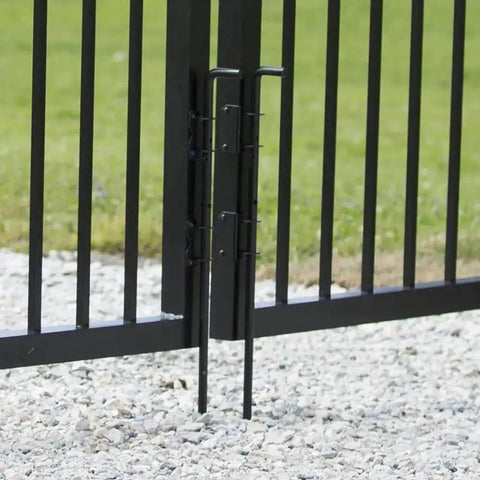 Heavy Duty 18 Inch Cane Bolt Gate Drop Rod For Wood Fences And Doors, Steel Drop Bolt Hardware With Black Powder Coat Finish installed on gate