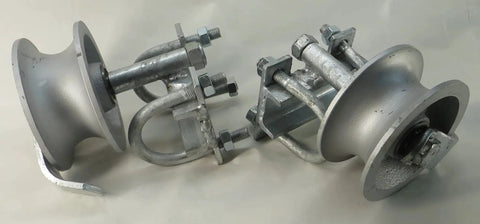 Pair Of Chain Link Sliding Gate Rollers For 1 And 5 Eighths Inch Pipe Track With Double U Bolt And Safety Catch, Machined Steel Wheel With Maintenance Free Bearings, Fits 1 And 7 Eighths Or 1 And 5 Eighths Inch Gate Frame, Rated Up To 1000 Lb.