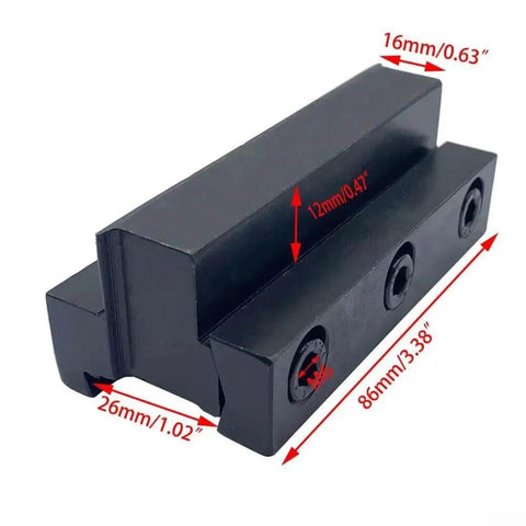 Beefy Alloy Steel Grooving And Parting Plate Holder For SPB Blades With 90 Degree Cutting Angle And Screw In Inserts, dimensions labeled