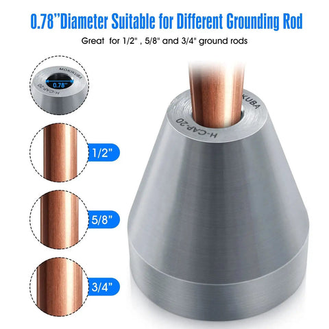 Ground Rod Cap Driver Pad Hammer For One Half Inch Five Eighth Inch And Three Quarter Inch Grounding Rods Fence Posts Stakes