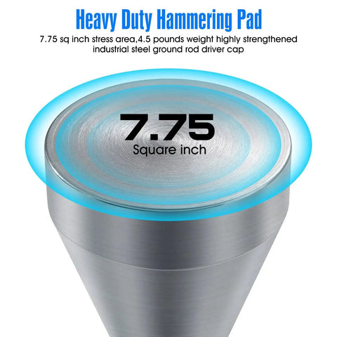 Ground Rod Cap Driver Pad Hammer With 7.75 Square Inch Surface Area, Industrial Steel Design, Heavy-Duty For Grounding And Fencing