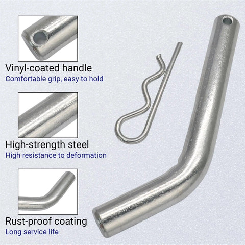 Close-up of 4 Pack Five Eighths Inch Trailer Hitch Pins With Safety Clips, Heavy Duty Alloy Steel Tow Hitch Pin highlighting features
