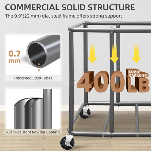 Industrial Laundry Cart On Wheels With 420L Capacity, Heavy Duty Steel Frame, Removable Waterproof Liner Bag, 400 Lb Load