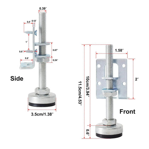 4 Pack Heavy Duty Leveling Feet Furniture Levelers Leg Adjustable Table Legs Leveler with Steel Construction and Rubber Base