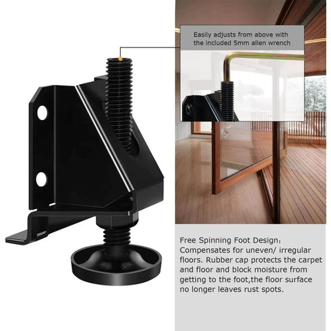 Heavy Duty Adjustable Leveling Feet for Furniture 16 Pcs Steel Hex Nut Lock Levelers with rubber cap for uneven floors