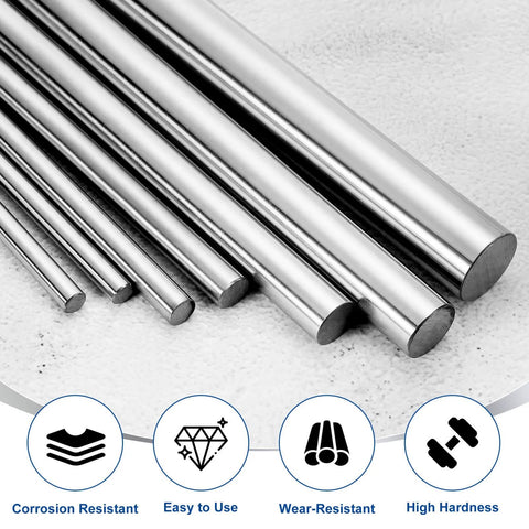 Close-up of multiple 20mm Linear Motion Rods, 2pcs Solid Chrome Plated Steel Shafts 331mm Length for CNC, 3D Printer, DIY Projects, on display