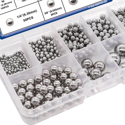 Assorted steel balls in compartment box for 490-Pack Utility Cart 12.7 mm Platform Size Steel Frame Built for Heavy Cargo, Warehouse Use