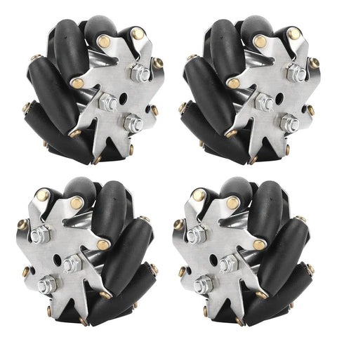 4 Pack 48mm Beefy Steel Mecanum Wheel Set For Robot Car With 360 Degree Omnidirectional Movement, durable and stable wheels.