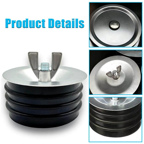 Sturdy Steel Mechanical Test Plug For Sewer Cleanouts With Galvanized Screw And Wing Nut 4 Inch Cap Built To Last Fits Most Pipes Sinks And Pools Easy Install Leak Proof Black