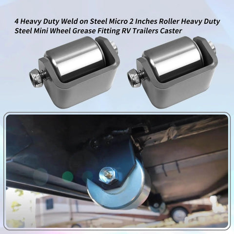 ✝️ 2 Pcs Steel Micro Rollers,2 Inches Trailer Roller Heavy Duty Steel Wheel Fits for RV Trailers, Motorhome and 5th Wheels installation view