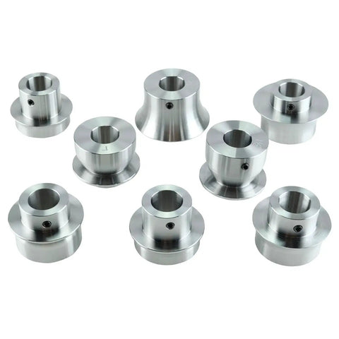 Eight Radius Die Set For Bead Roller With 22mm Shaft, includes four pairs of dies, 5/16 to 1-1/2 inch radii, CR12 steel, 35 HRC hardness.
