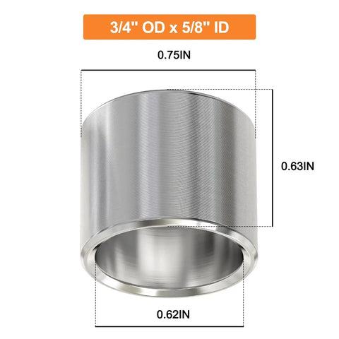 Stainless Steel Reducer Bushing Set For Screws Bolts And Rods 12 Pieces Outer Diameter Three Quarters Inch Inner Diameter Five Eighths Inch